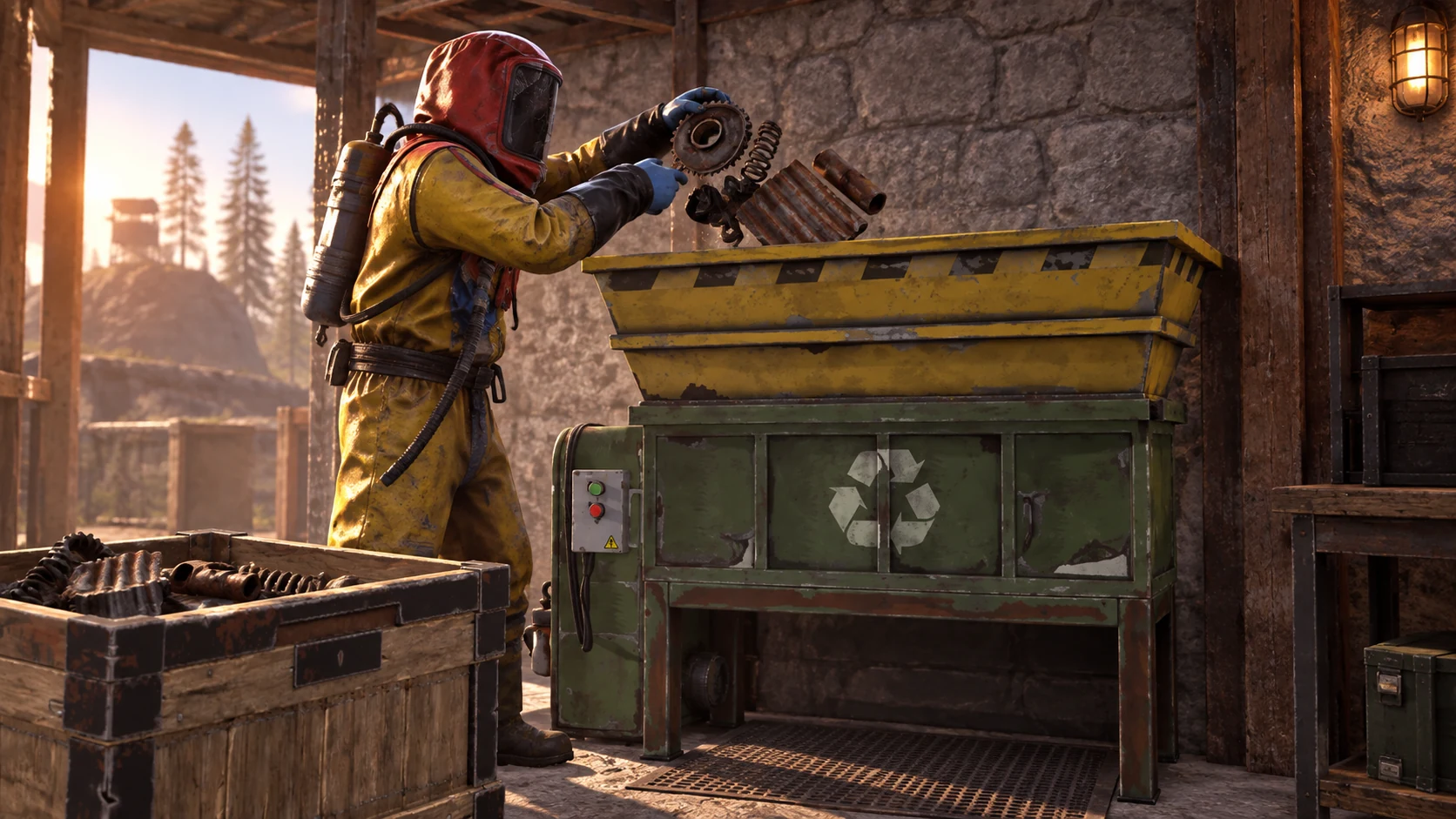 Rust-inspired illustration of recycling at your base