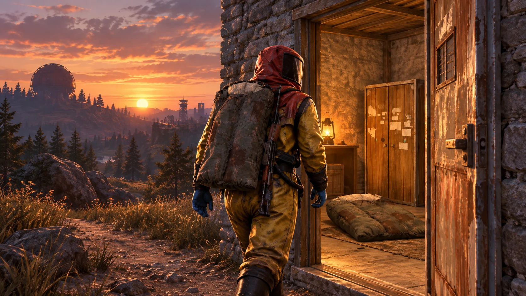 Rust-inspired illustration of homes and convenient teleportation