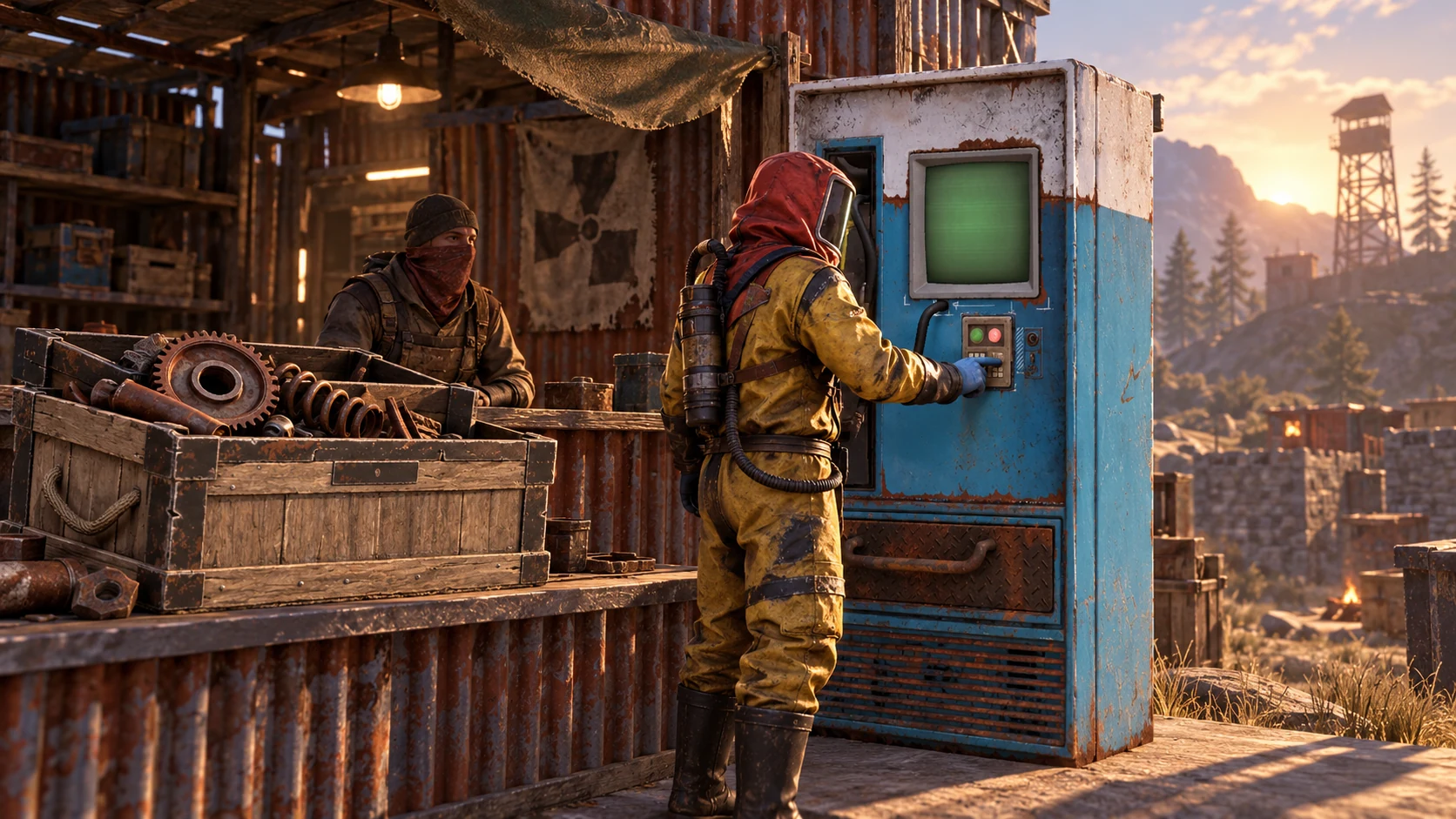 Rust-inspired illustration of net worth, rp and the server shop