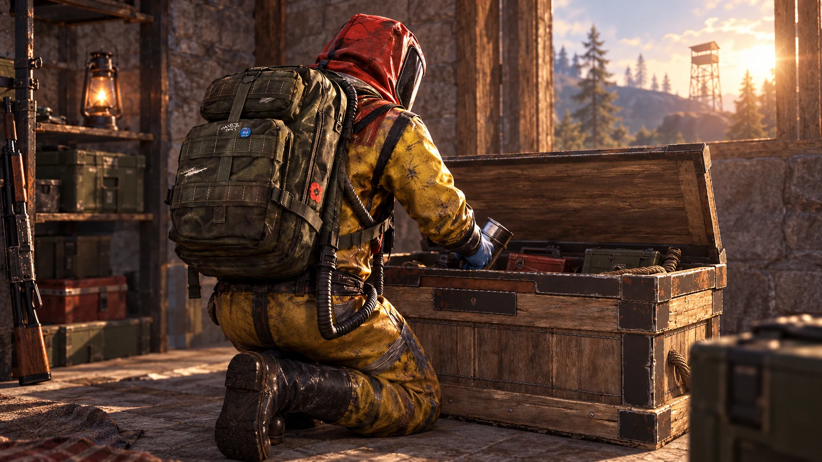 Rust-inspired illustration of backpacks and easier inventory management