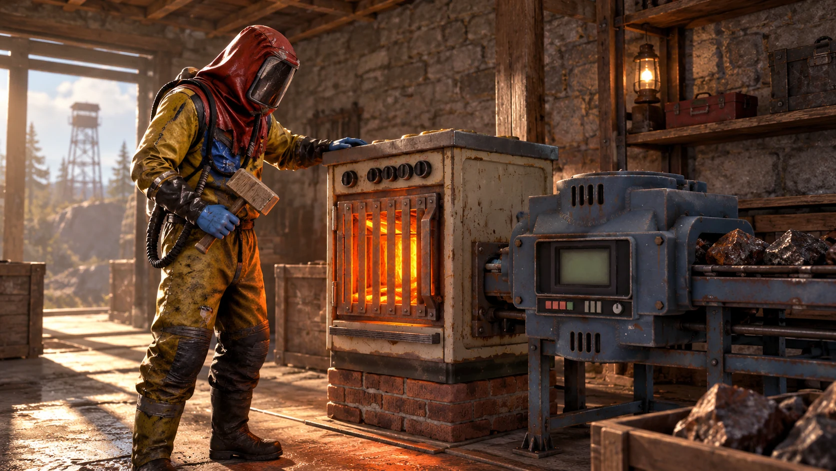 Rust-inspired illustration of ten-level machine progression