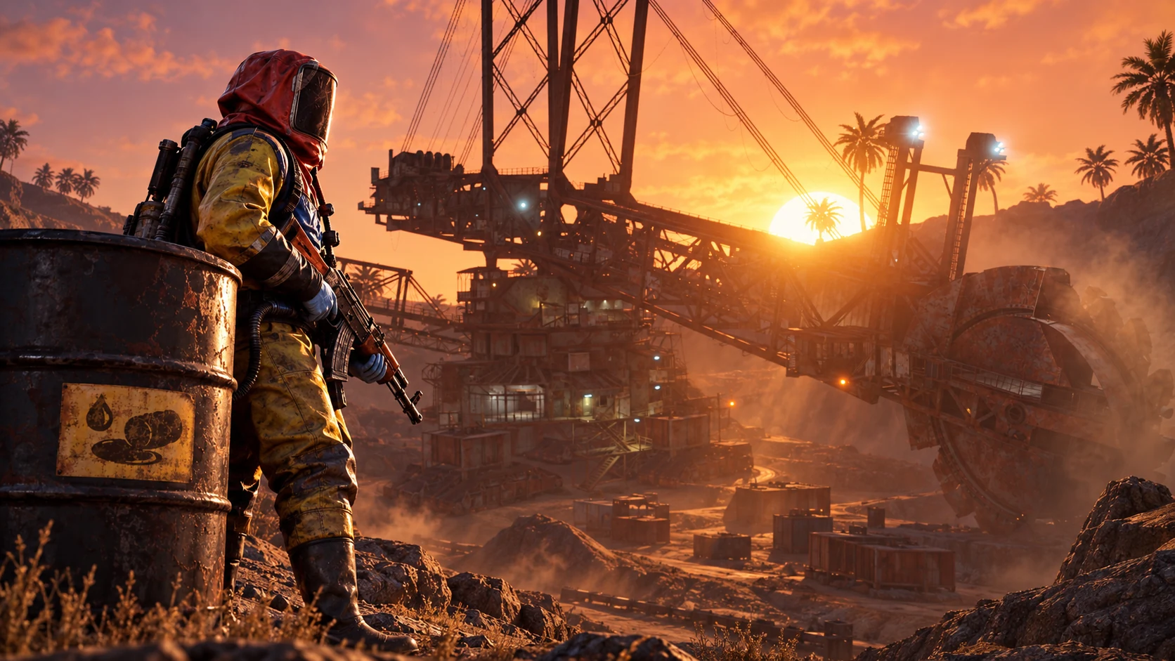 Rust-inspired illustration of your own giant excavator production